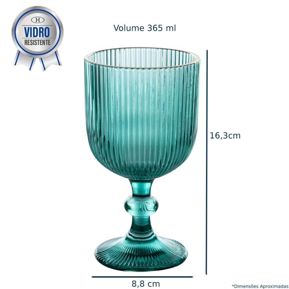 Taça De Água Vidro Cameratta Borda Dourada 365Ml - Verde