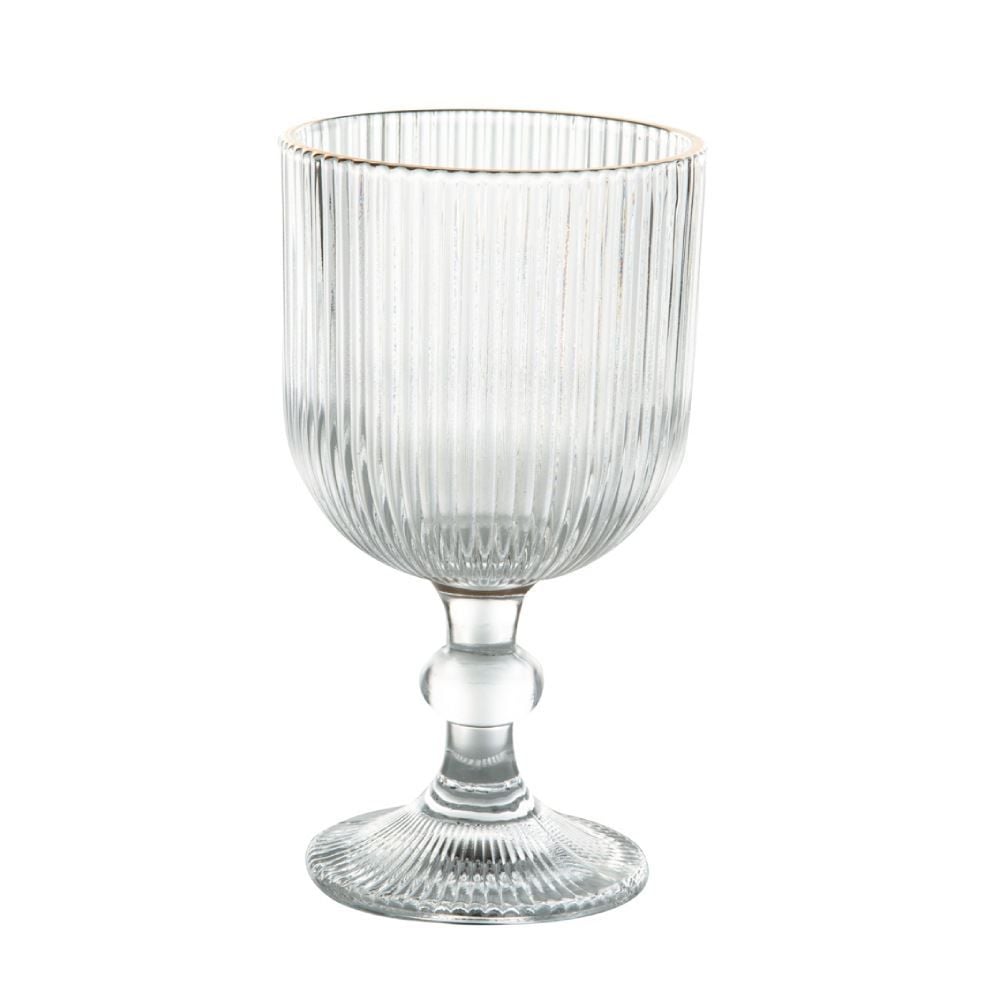 Taça De Água Vidro Filete Dourado Cameratta 365Ml - Transparente 