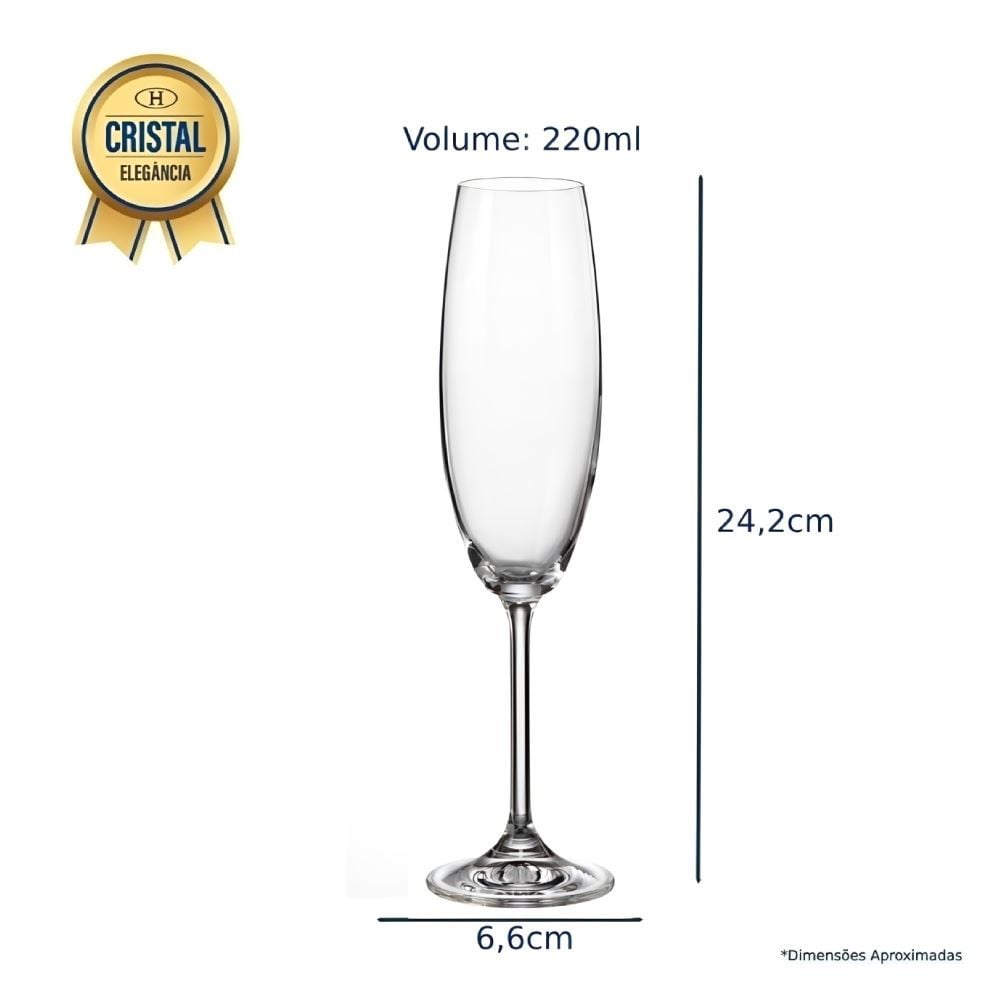 Taça Cristal Bohemia Requinte 220Ml - Transparente