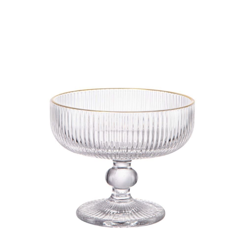 Taça De Sobremesa Filete Dourado Cameratta 310Ml - Transparente