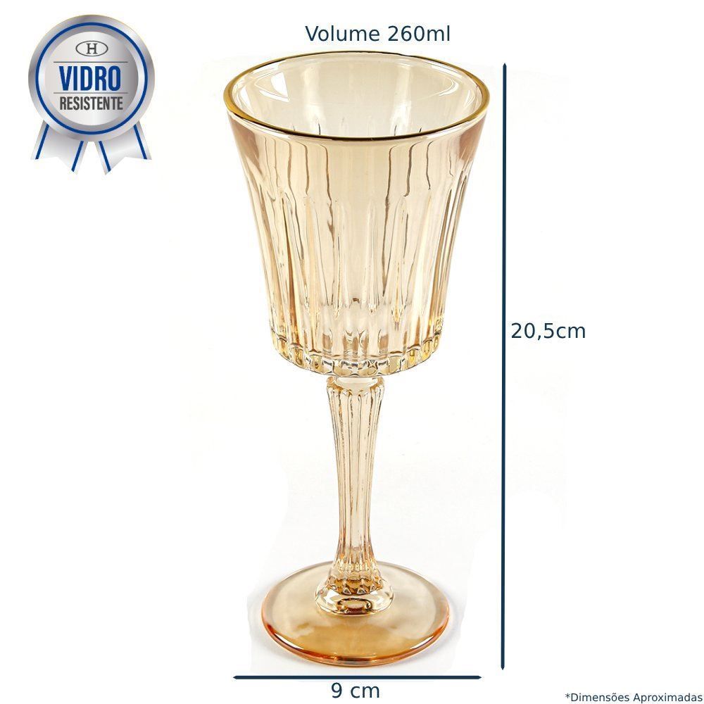Taça De Vidro Egeu Filete Dourado Hauskraft 260Ml - Ambar