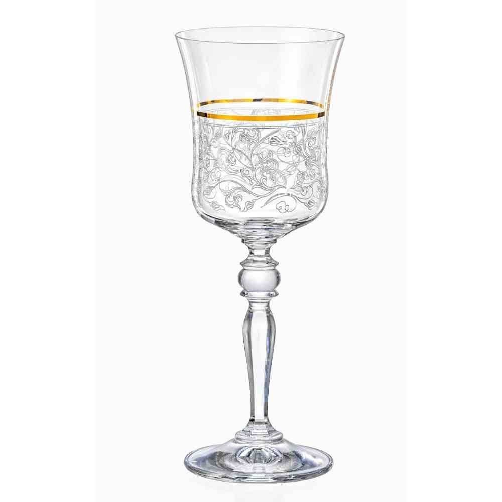 Taça De Vinho Bohemia Grace 250Ml - Transparente e Dourado
