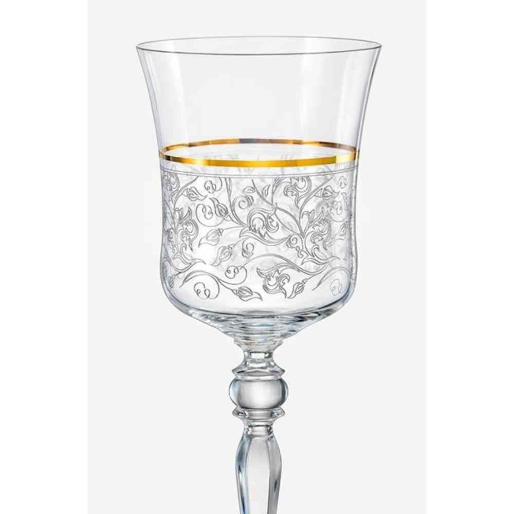 Taça De Vinho Bohemia Grace 250Ml - Transparente e Dourado