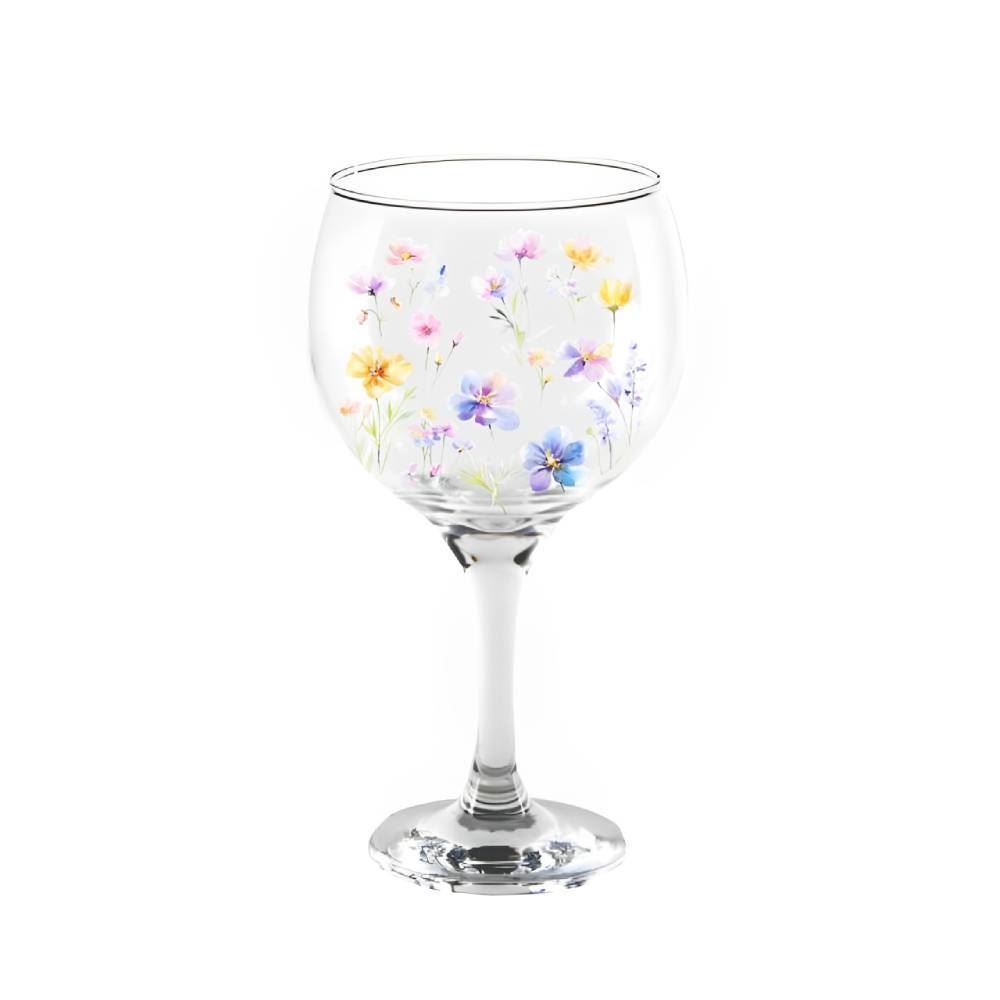 Taça Gin Floral 600 Ml Decormartin - Vidro