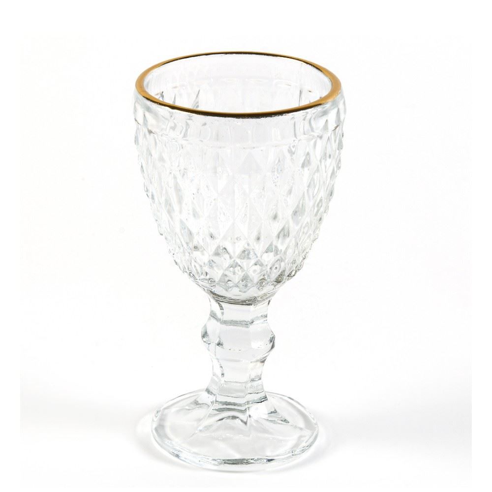 Taça Licor Vidro Bico De Abacaxi Lyor 50Ml - Transparente Filete Dourdo