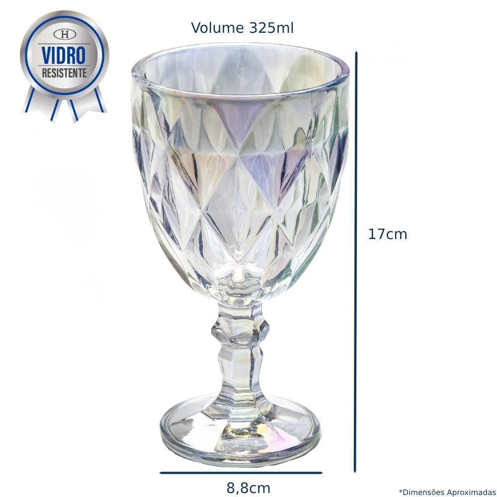 Taça Para Água Vidro Diamond 325Ml Lyor - Arco-íris