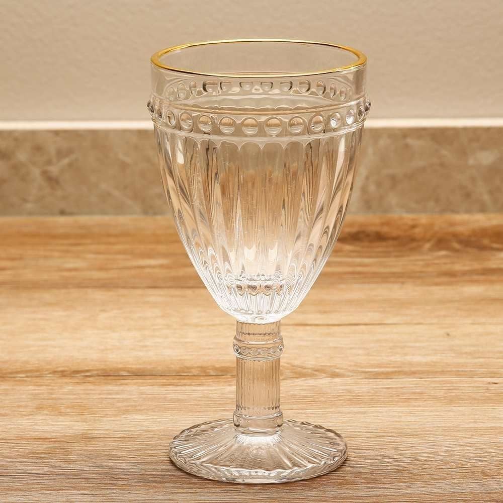 Taça de Água Filete Dourado Empire Lyor 325Ml - Vidro