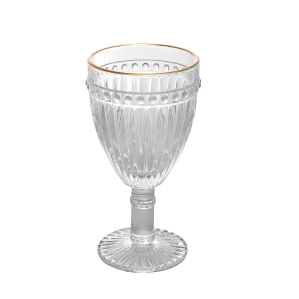 Taça de Água Filete Dourado Empire Lyor 325Ml - Vidro