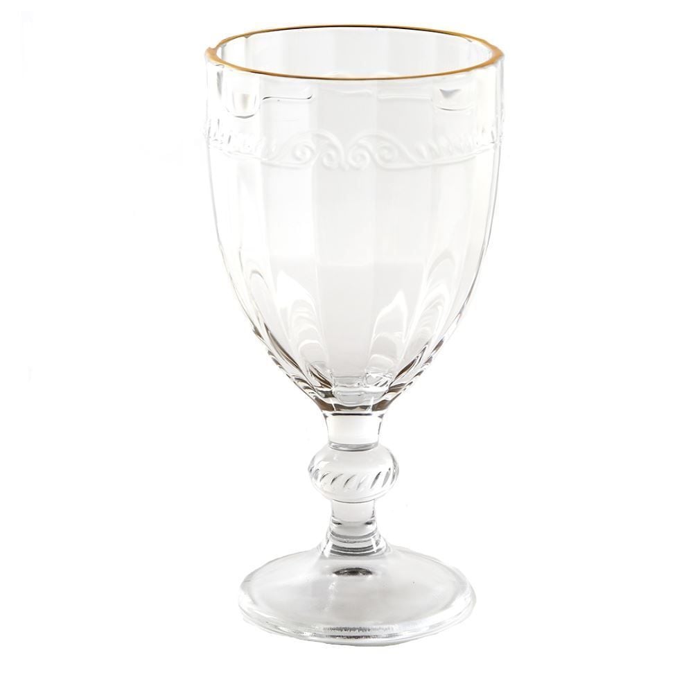 Taça Para Água Imperial Filete Dourado Lyor 330Ml - Transparente