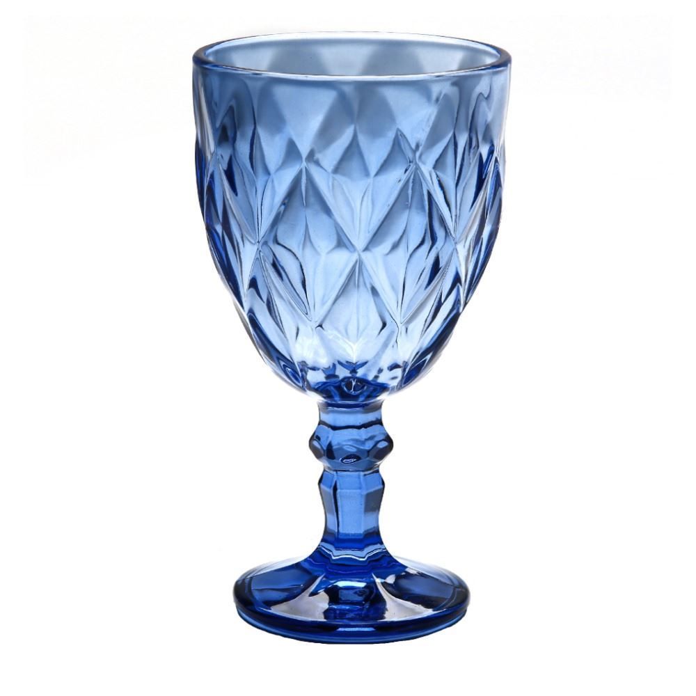 Taça Para Água Vidro Diamond Lyor 325Ml - Azul