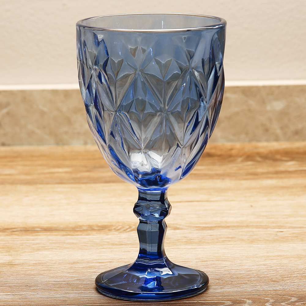Taça Para Água Vidro Diamond Lyor 325Ml - Azul