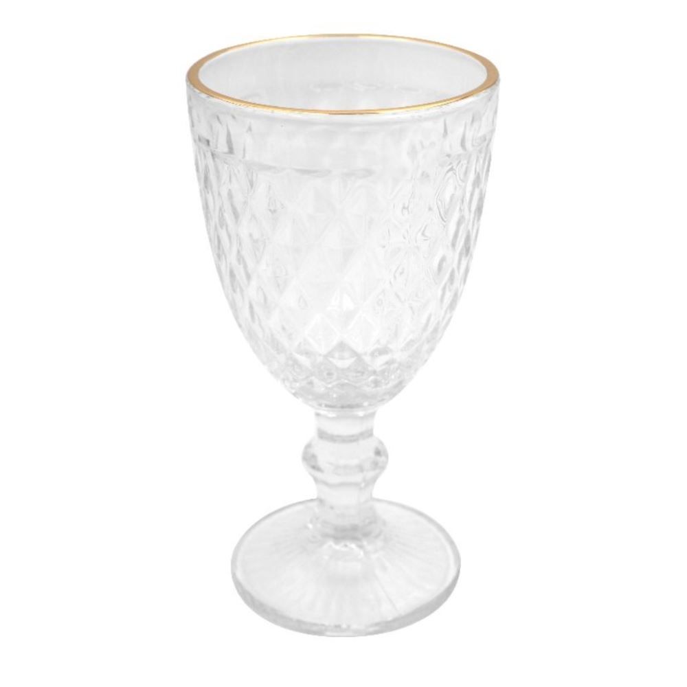Taça Para Água Vidro Filete Dourado Havan Casa 320Ml - Transparente