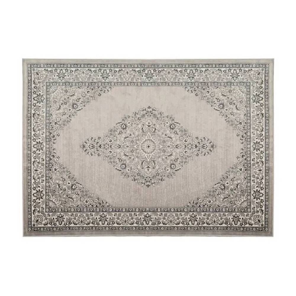 Tapete Para Quarto E Sala 1,00X1,40 M Belga Havan Casa - Moldura Cinza E Bege