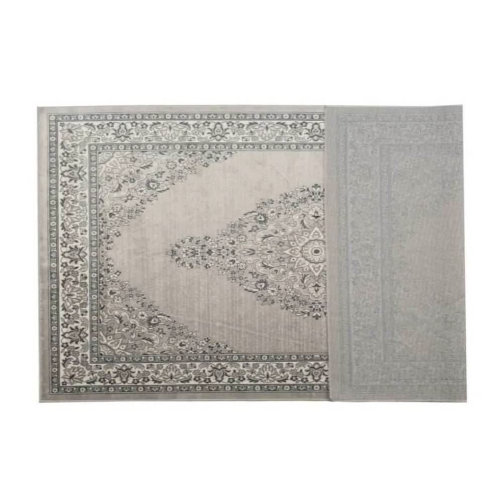 Tapete Para Quarto E Sala 1,00X1,40 M Belga Havan Casa - Moldura Cinza E Bege