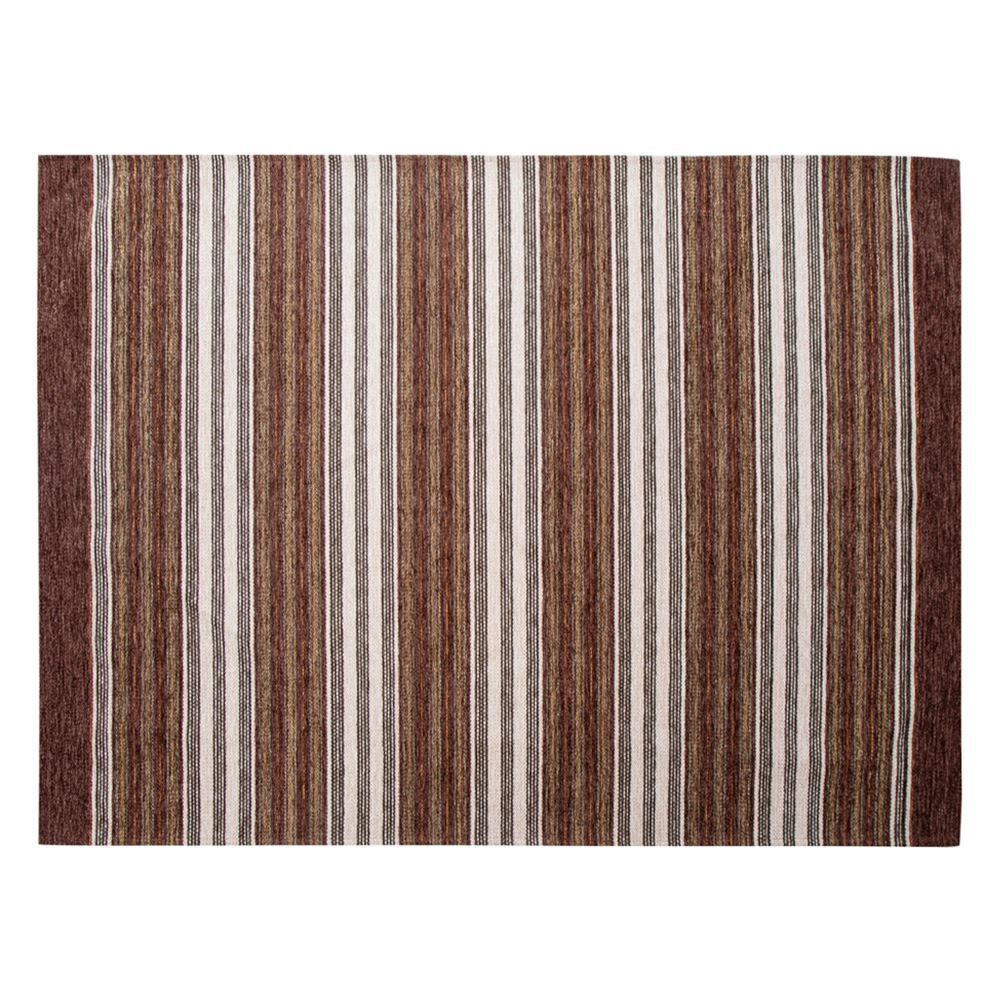 Tapete Chenile 1,20X1,60M Quarto E Sala Havan - Marrom Listras Off