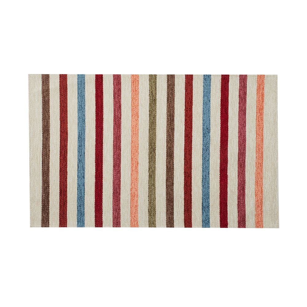 Tapete Chenile 55Cm X 85Cm Quarto E Sala Havan - Off White Listrado