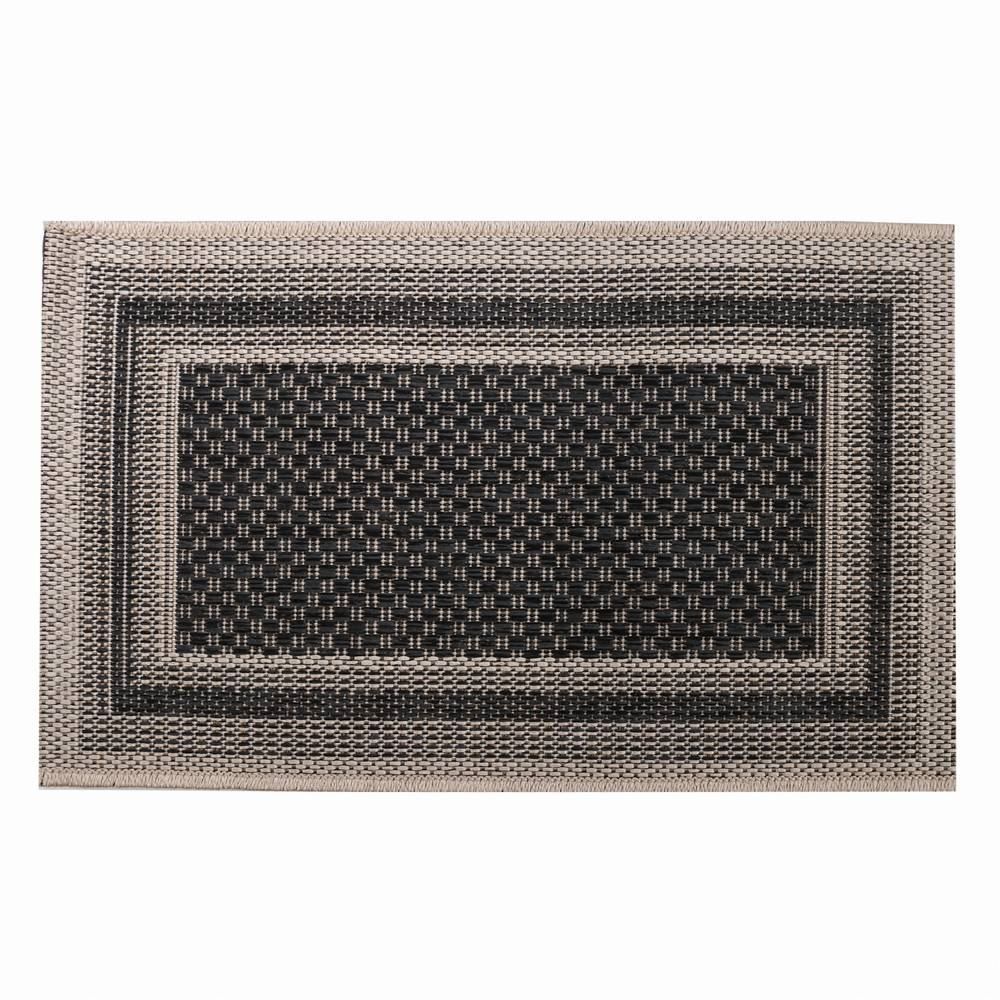 Tapete De Porta Cancun 40X60 Cm Sisal Havan Casa - Moldura Bege e Chumbo