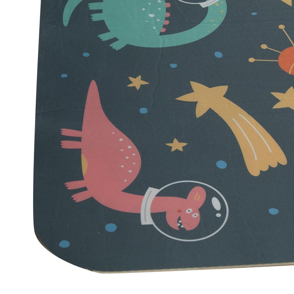Tapete Infantil Para Atividades Estampado 95X130 Cm Transfer Havan Casa - Azul Escuro Dino Astronauta