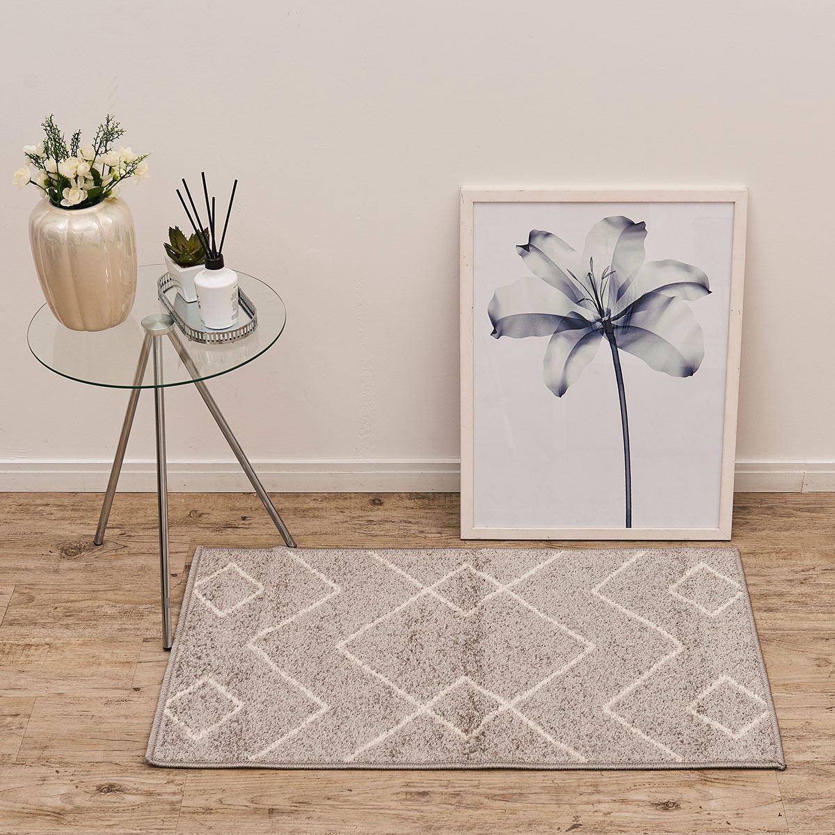 Tapete Para Quarto E Sala Lotus 0,57X1,00 M Havan - Geométrico Cinza