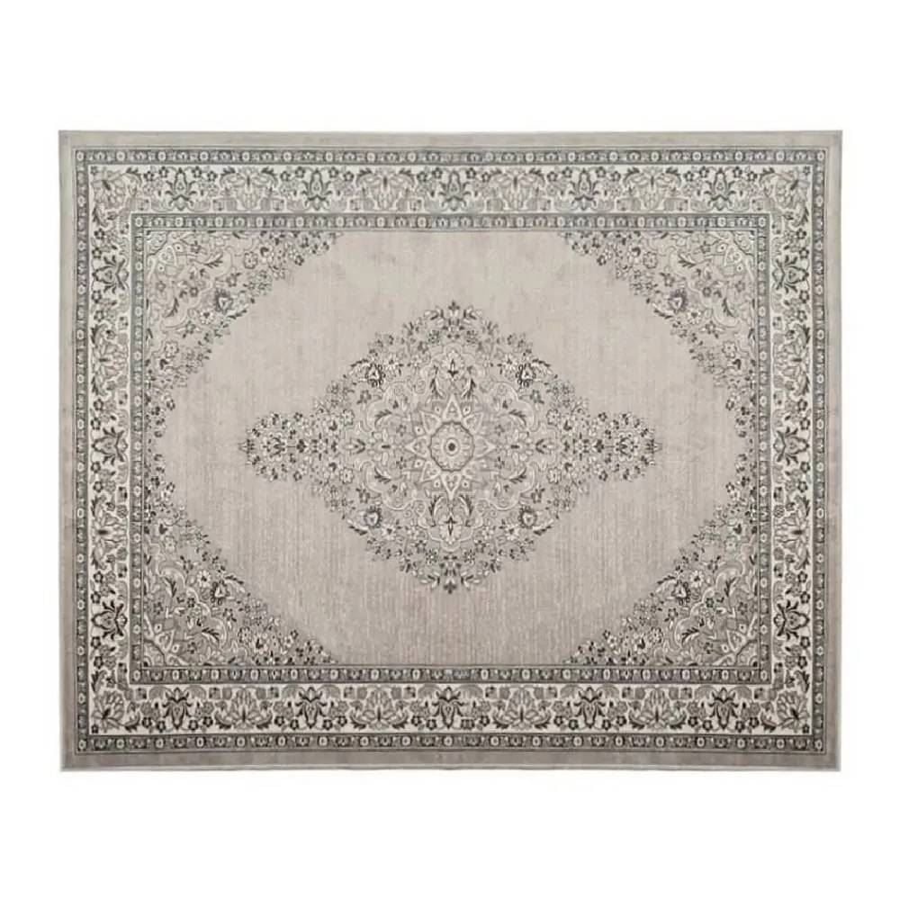 Tapete Para Quarto E Sala 2,00X2,40 M Belga Havan Casa - Moldura Cinza E Bege