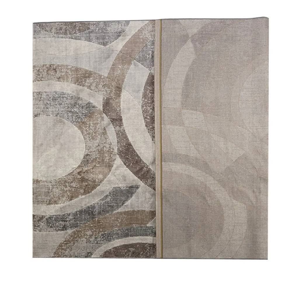 Tapete Para Quarto E Sala 1,40X2,00 M Platinium Havan Casa - Círculos Cinza E Bege