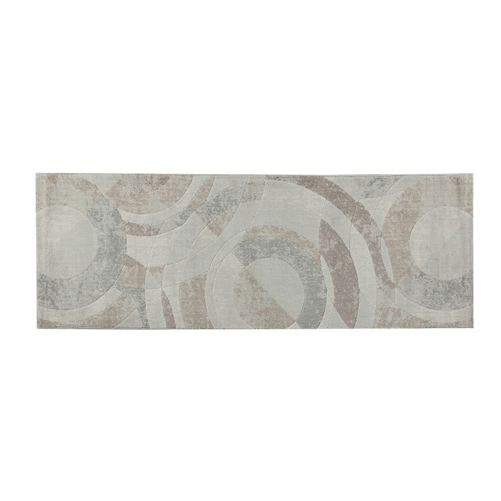 Tapete para Quarto e Sala 60Cmx1,80 m Platinium Havan Casa - Círculos Cinza E Bege