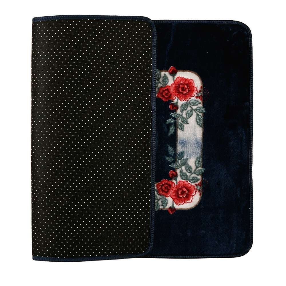 Tapete Sevilha Antiderrapante 60X90cm Solecasa - Floral Azul