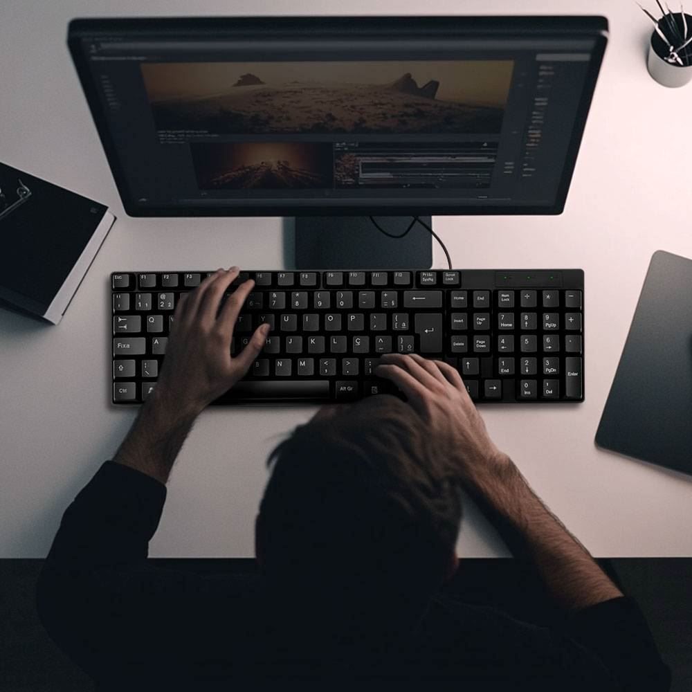 Teclado Básico Slim Tc193 Laser Usb Multi - Preto