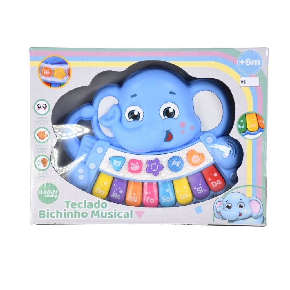 Teclado Bichinho Musical Azul Havan Toys - HBR0403