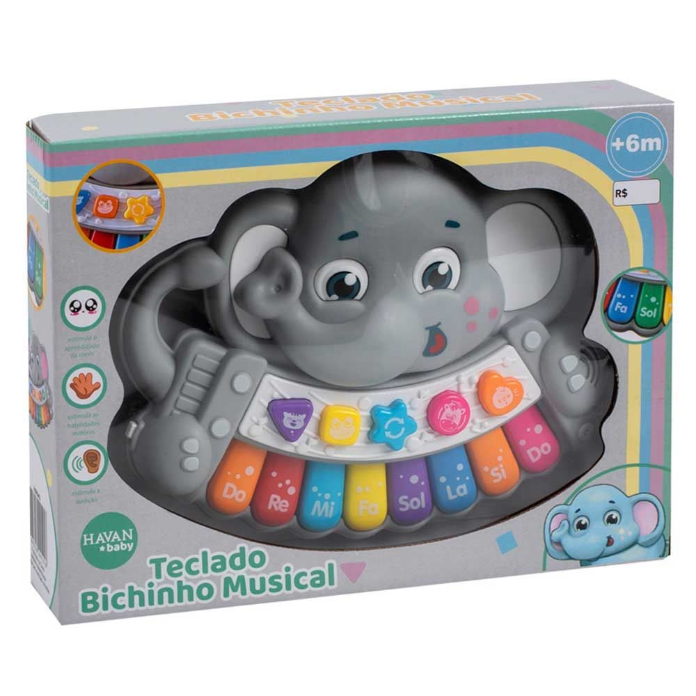 Teclado Bichinho Musical Cinza Havan Toys - HBR0402
