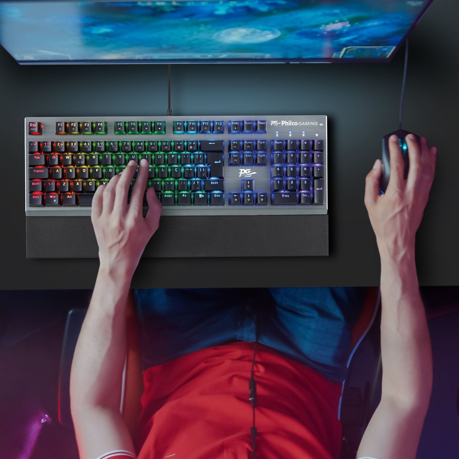 Teclado Gamer Mecânico Iluminação Rgb Philco - PKB92