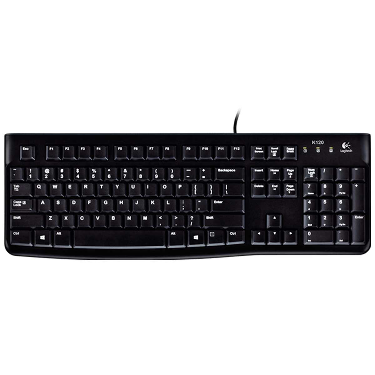 Teclado K120 Com Fio e Teclado Numérico Preto Logitech - Preto