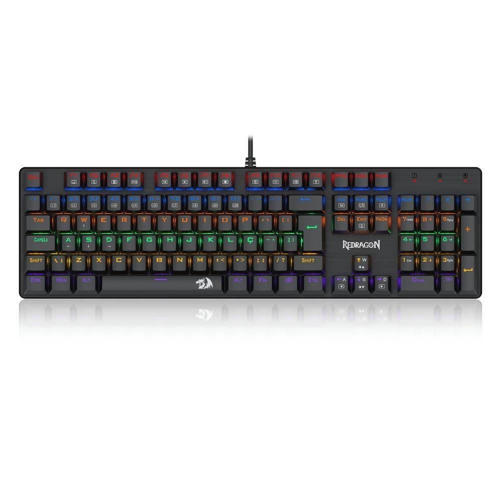 Teclado Mecânico Gamer Redragon Valheim Rainbow - Preto