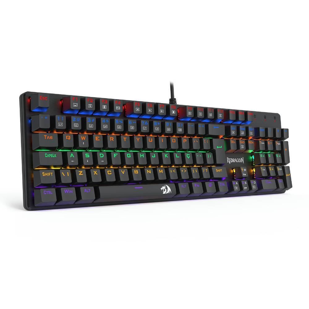 Teclado Mecânico Gamer Redragon Valheim Rainbow - Preto