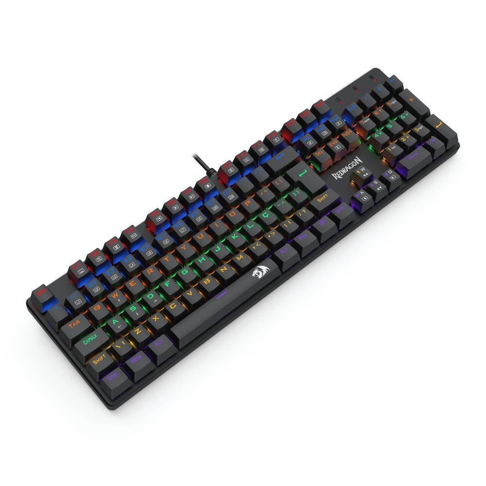 Teclado Mecânico Gamer Redragon Valheim Rainbow - Preto
