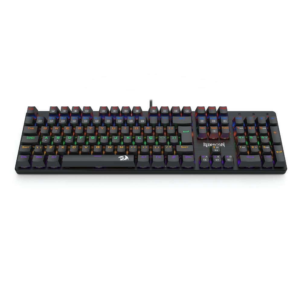 Teclado Mecânico Gamer Redragon Valheim Rainbow - Preto