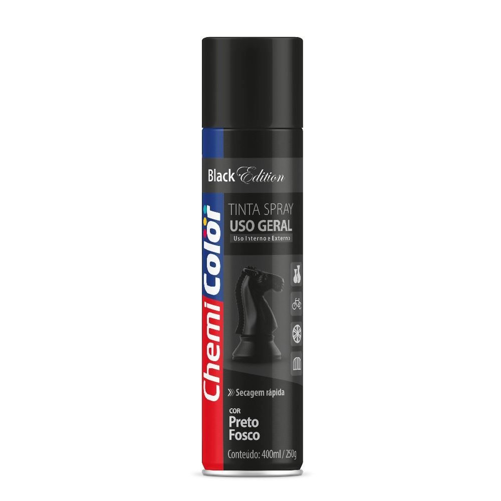 Tinta em Spray Preto Fosco 400Ml Chemicolor - 068.0096