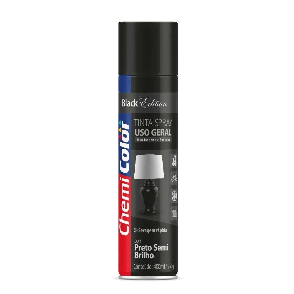Tinta em Spray Preto Semi Brilho 400Ml Chemicolor - 068.0233