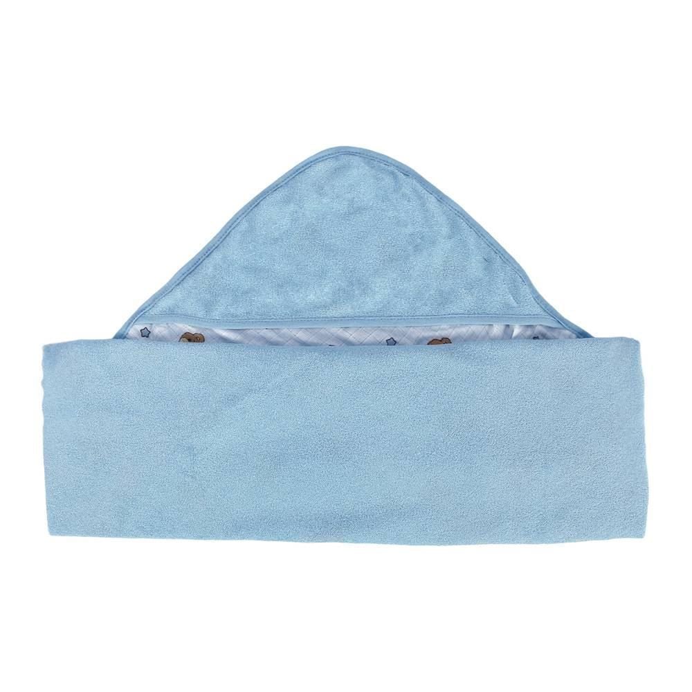 Toalha com Capuz de Canto Plush Havan Baby - Urso Azul
