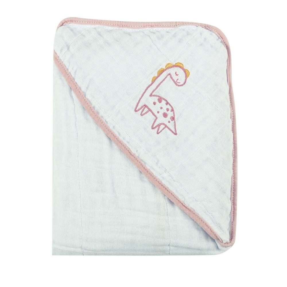 Toalha Com Capuz De Canto Soft 80X80cm Havan Baby - Dino Rosa