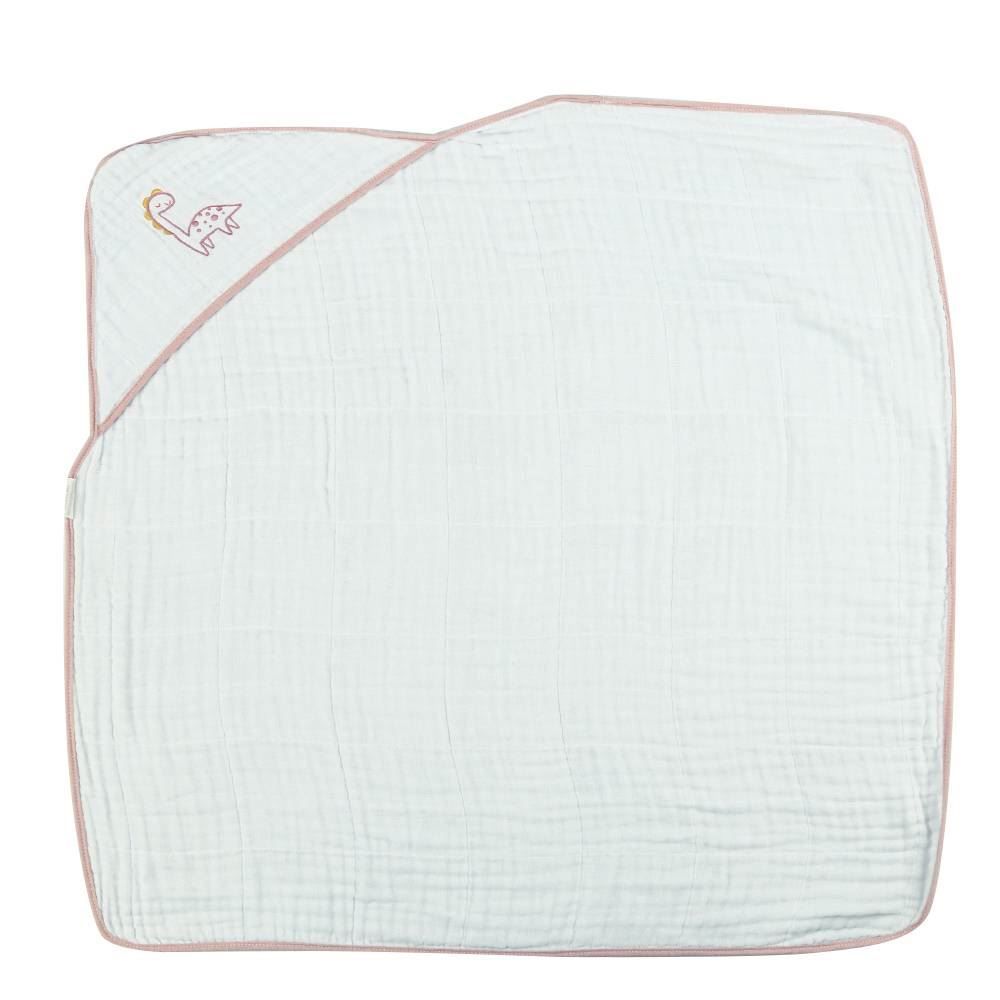Toalha Com Capuz De Canto Soft 80X80cm Havan Baby - Dino Rosa