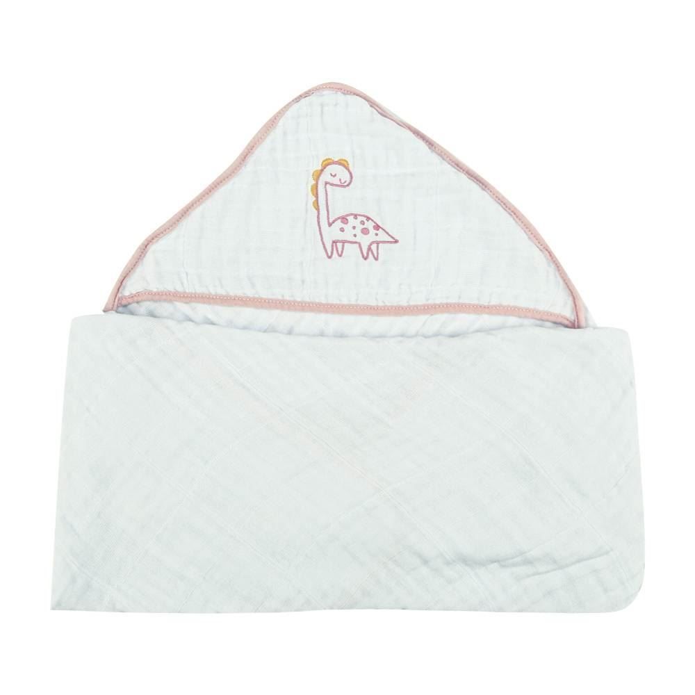 Toalha Com Capuz De Canto Soft 80X80cm Havan Baby - Dino Rosa