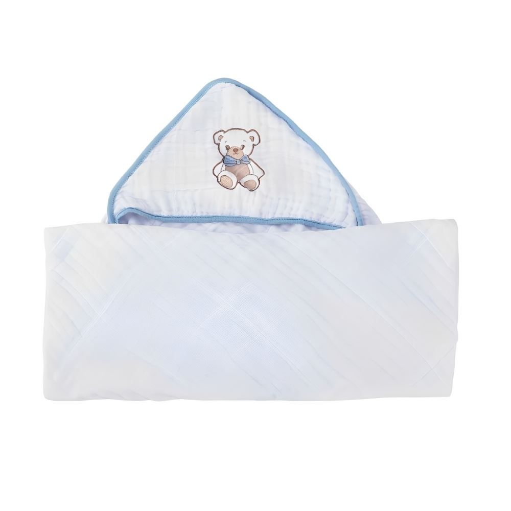 Toalha com Capuz de Canto Soft 80X80cm Havan Baby - Urso Azul