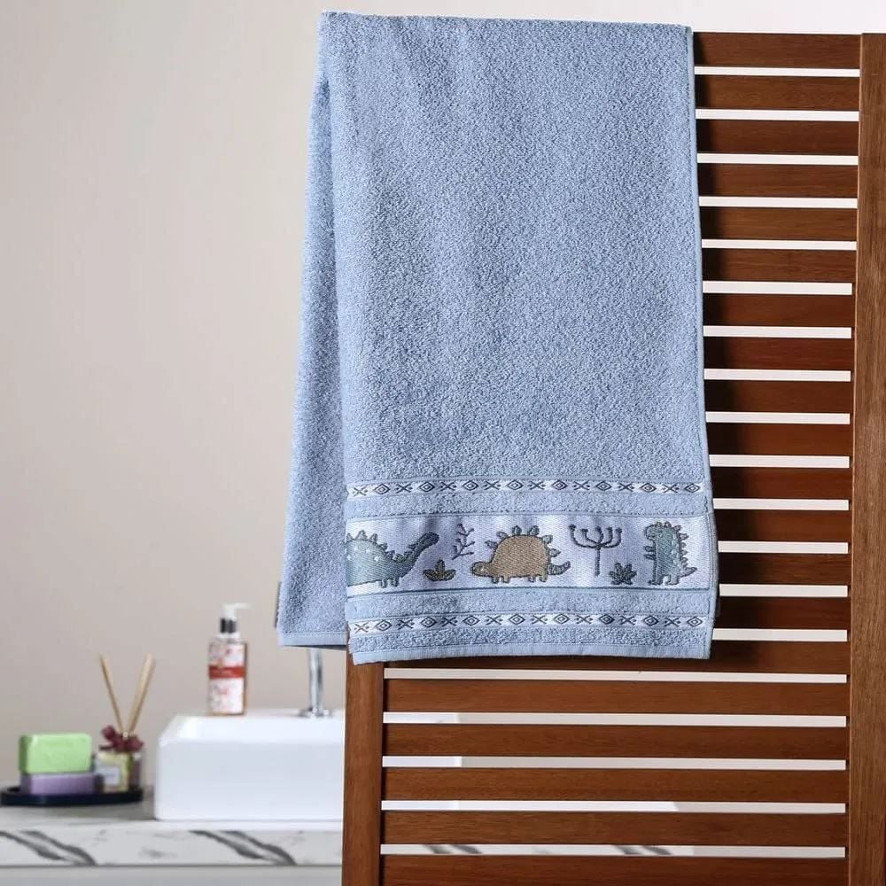 Toalha de Banho Infantil Kids - Dino Azul Nevoa