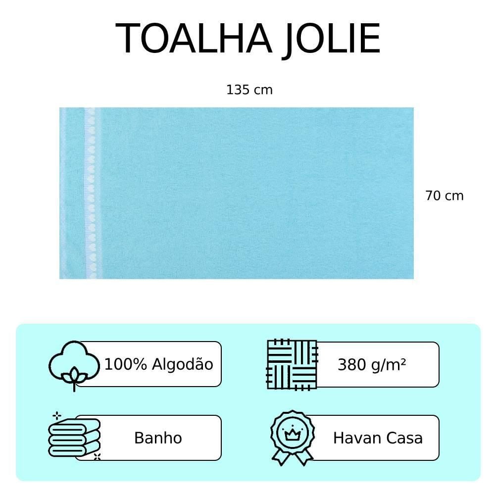 Toalha De Banho Jolie 100% Algodão Havan Casa - Azul Pastel