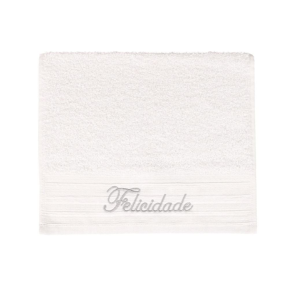 Toalha de Lavabo Bordada Desejos Havan Casa - Off White Felicidade