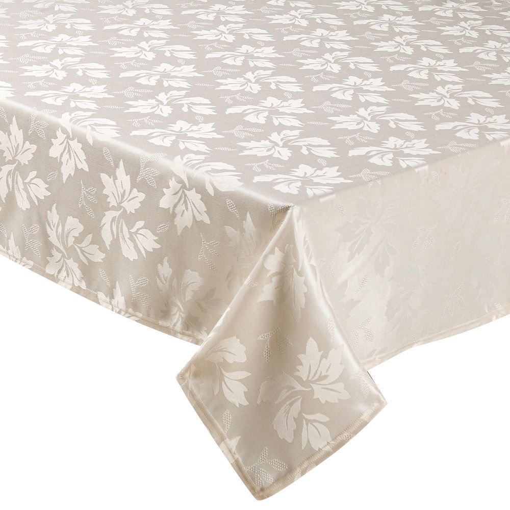 Toalha De Mesa 1,35X2,10M Elegance Havan Casa - Folhas Bege