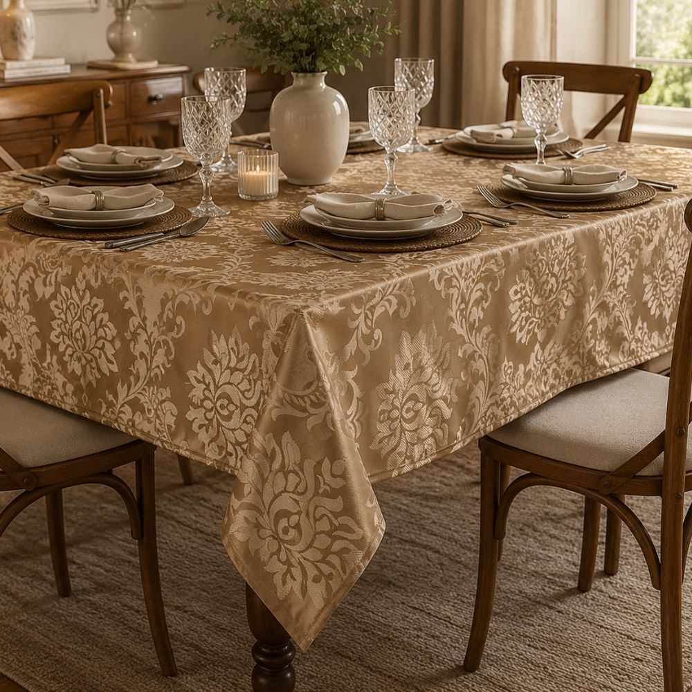 Toalha de Mesa 1,35 X 2,10M Elegance Havan Casa - Arabesco Kaki 