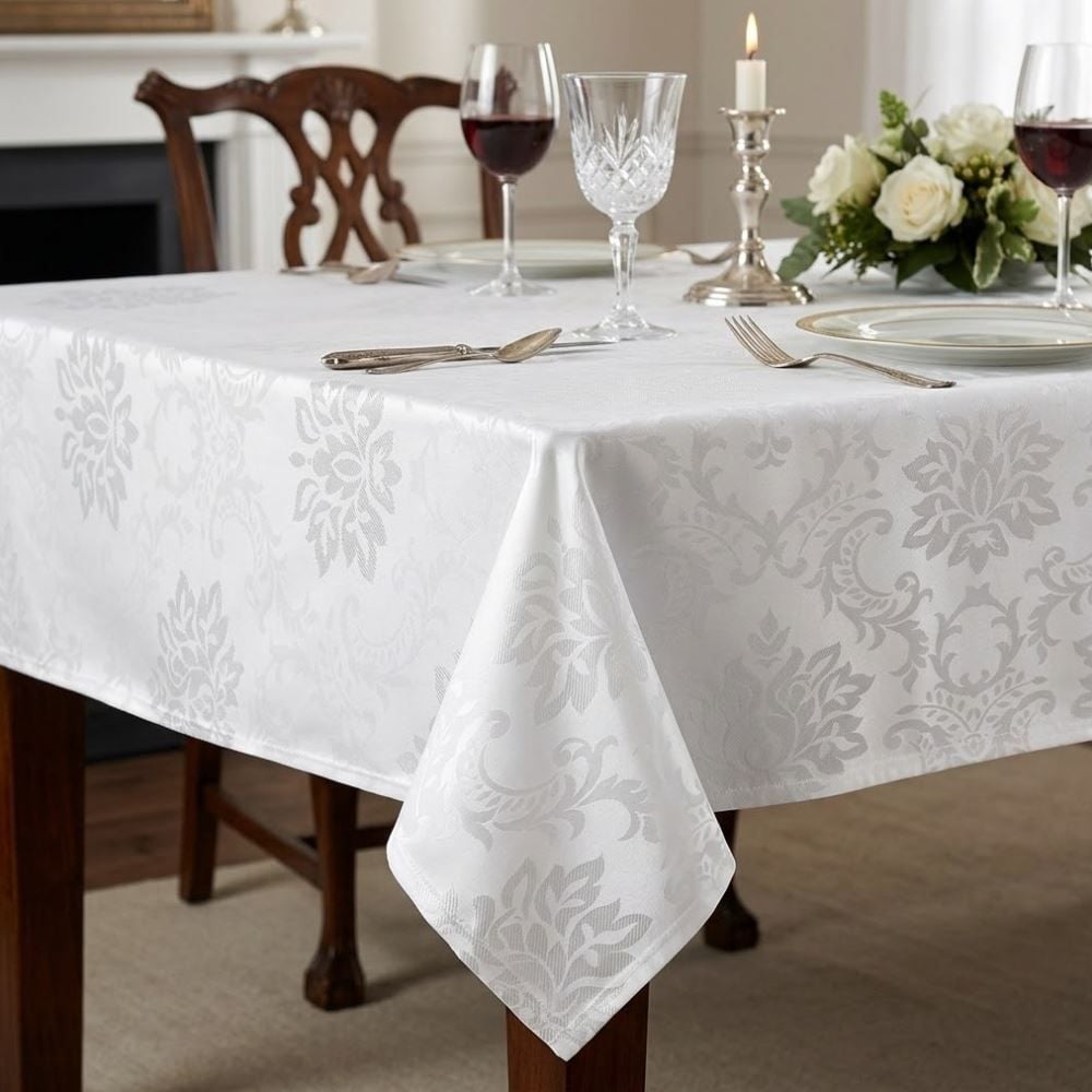 Toalha de Mesa 1,35 X 2,10M Elegance Havan Casa - Arabesco Branco