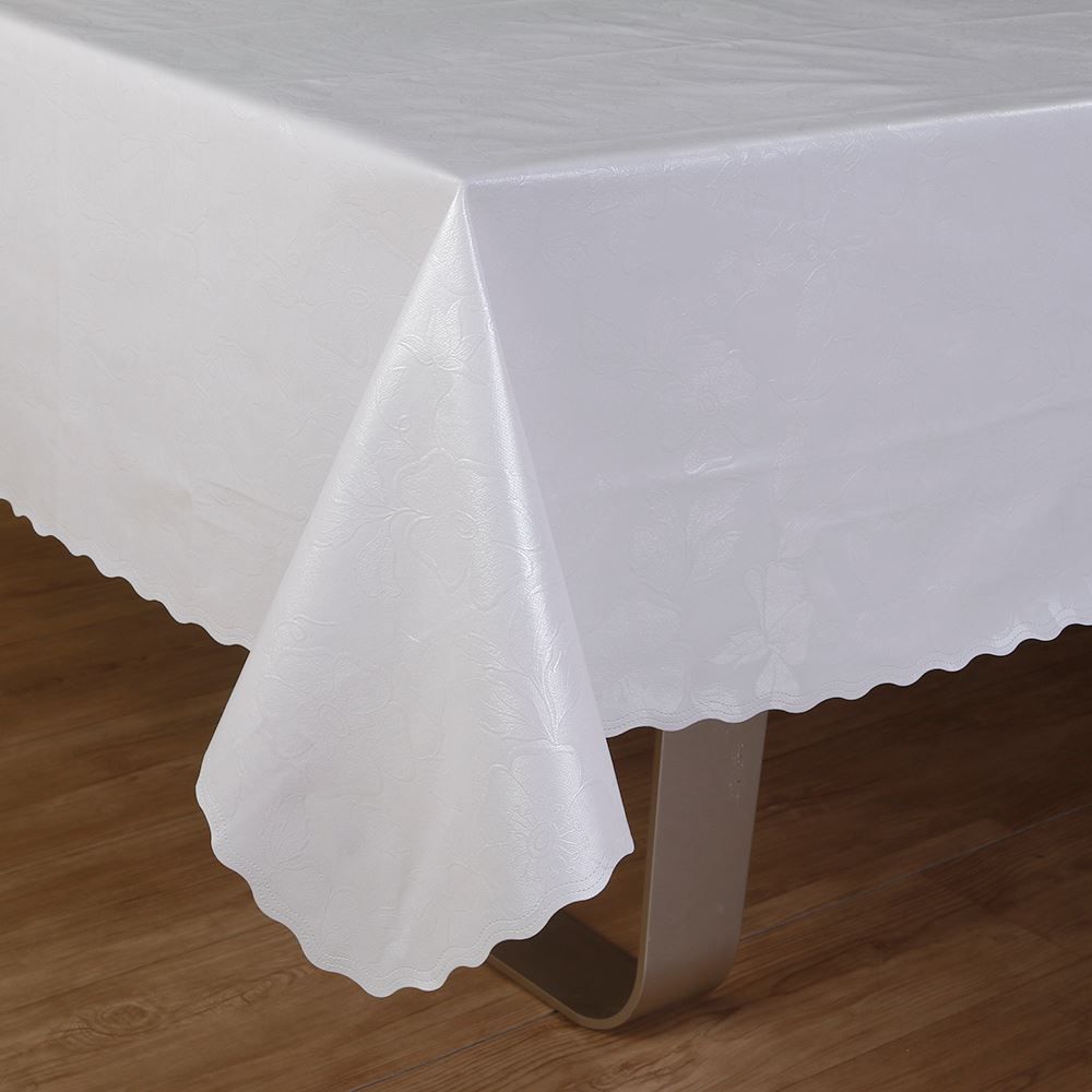 Toalha de Mesa 1,38 X 3,00 m Térmica até 80° Salehtex - Branco Jacquard